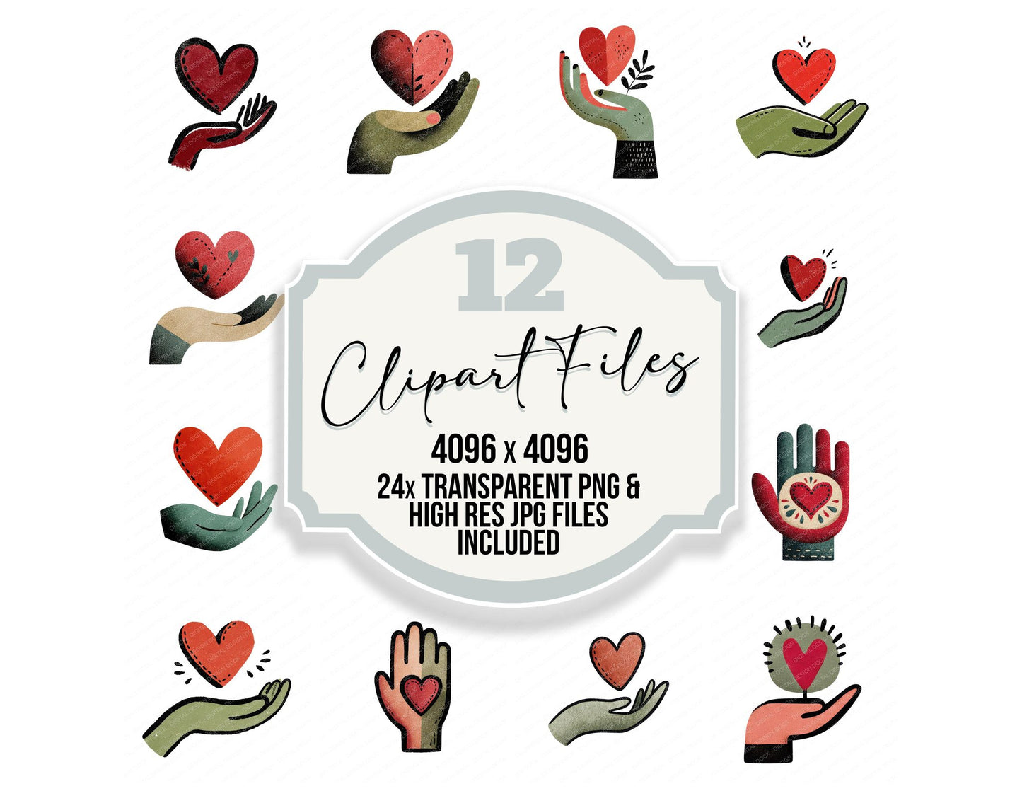Minimal Hand Offering Heart Clipart Set (DDD008276)