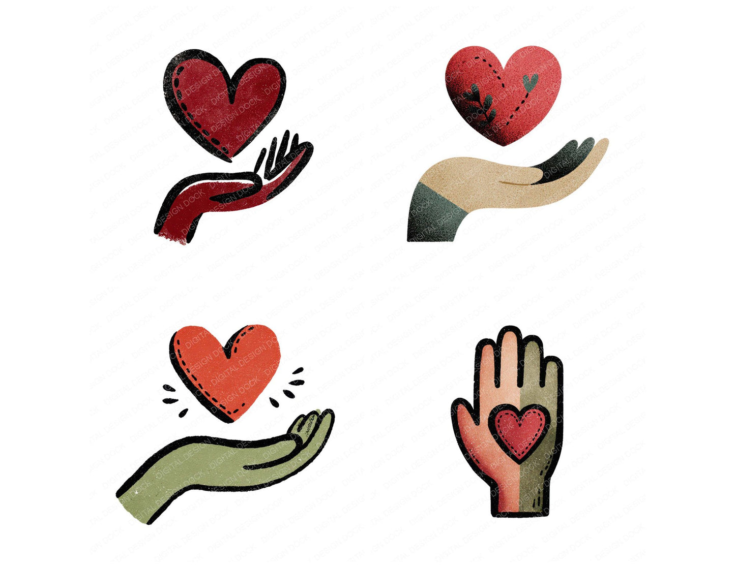 Minimal Hand Offering Heart Clipart Set (DDD008276)