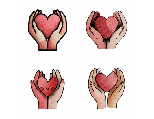 Minimal Hands Holding Heart Clipart Set (DDD008279)
