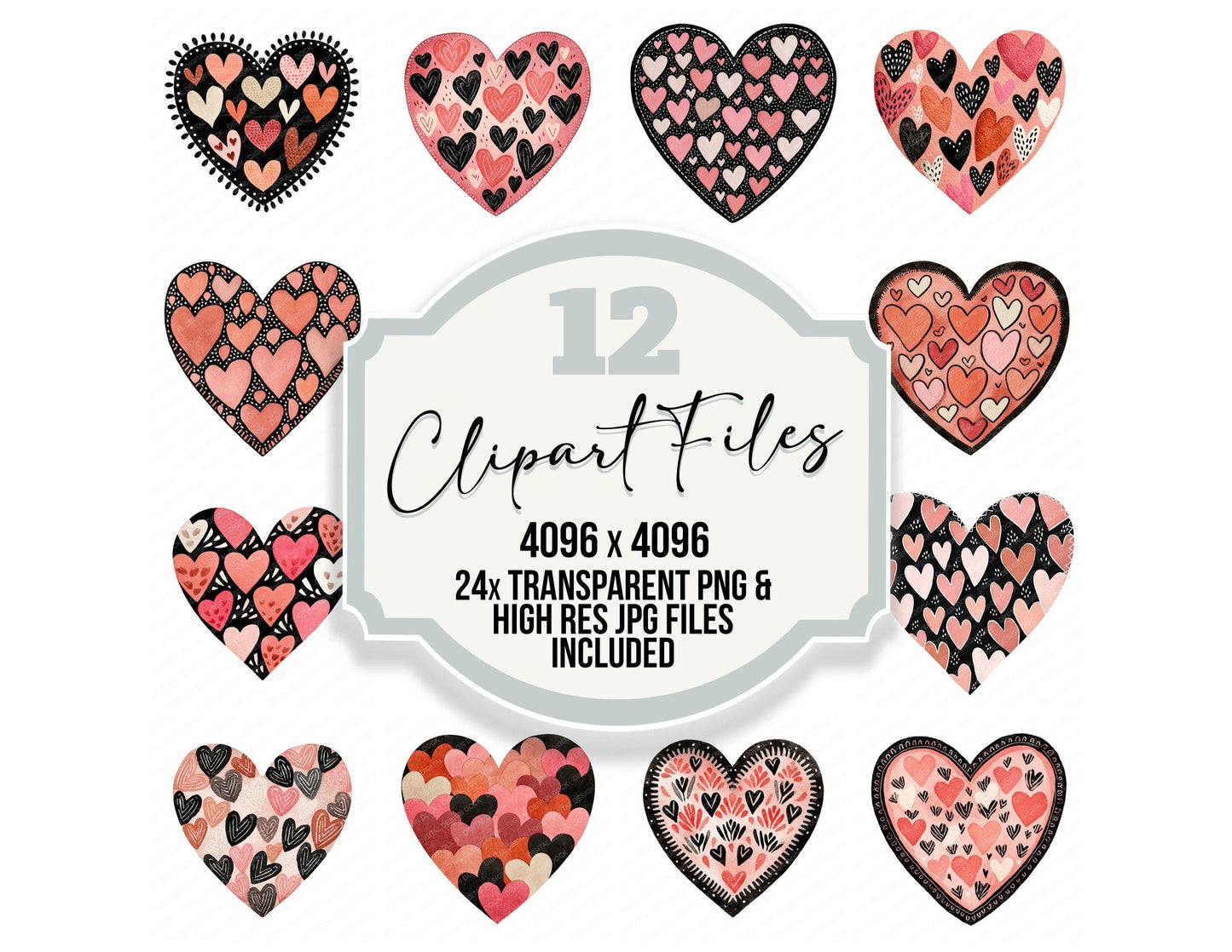 Minimal Patterned Heart Clipart Set (DDD008284)