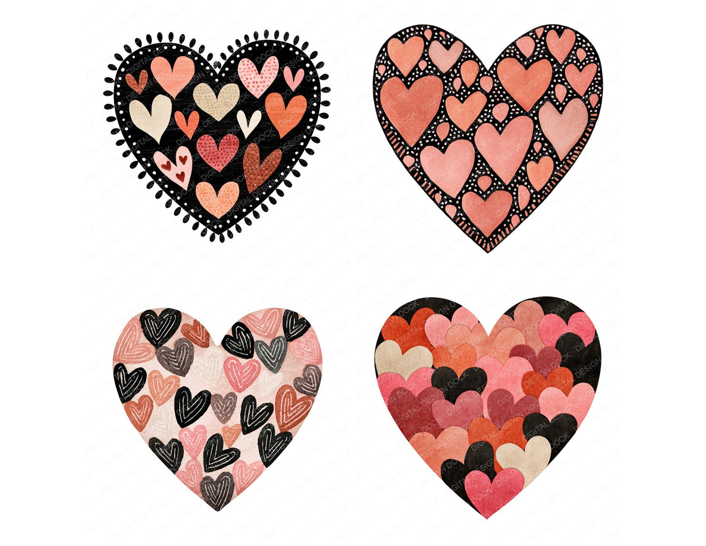 Minimal Patterned Heart Clipart Set (DDD008284)