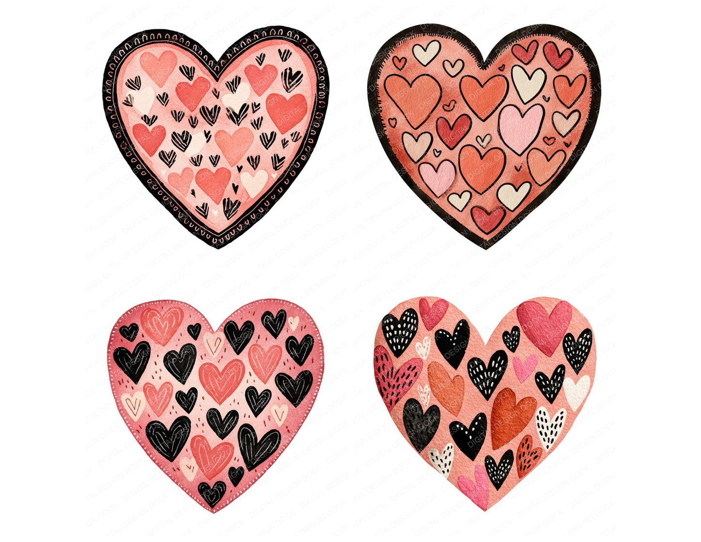 Minimal Patterned Heart Clipart Set (DDD008284)