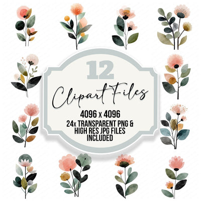 Minimal Wildflower Stem Clipart Set (DDD008287)
