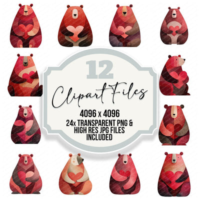 Minimal Bear Heart Clipart Set (DDD008294)