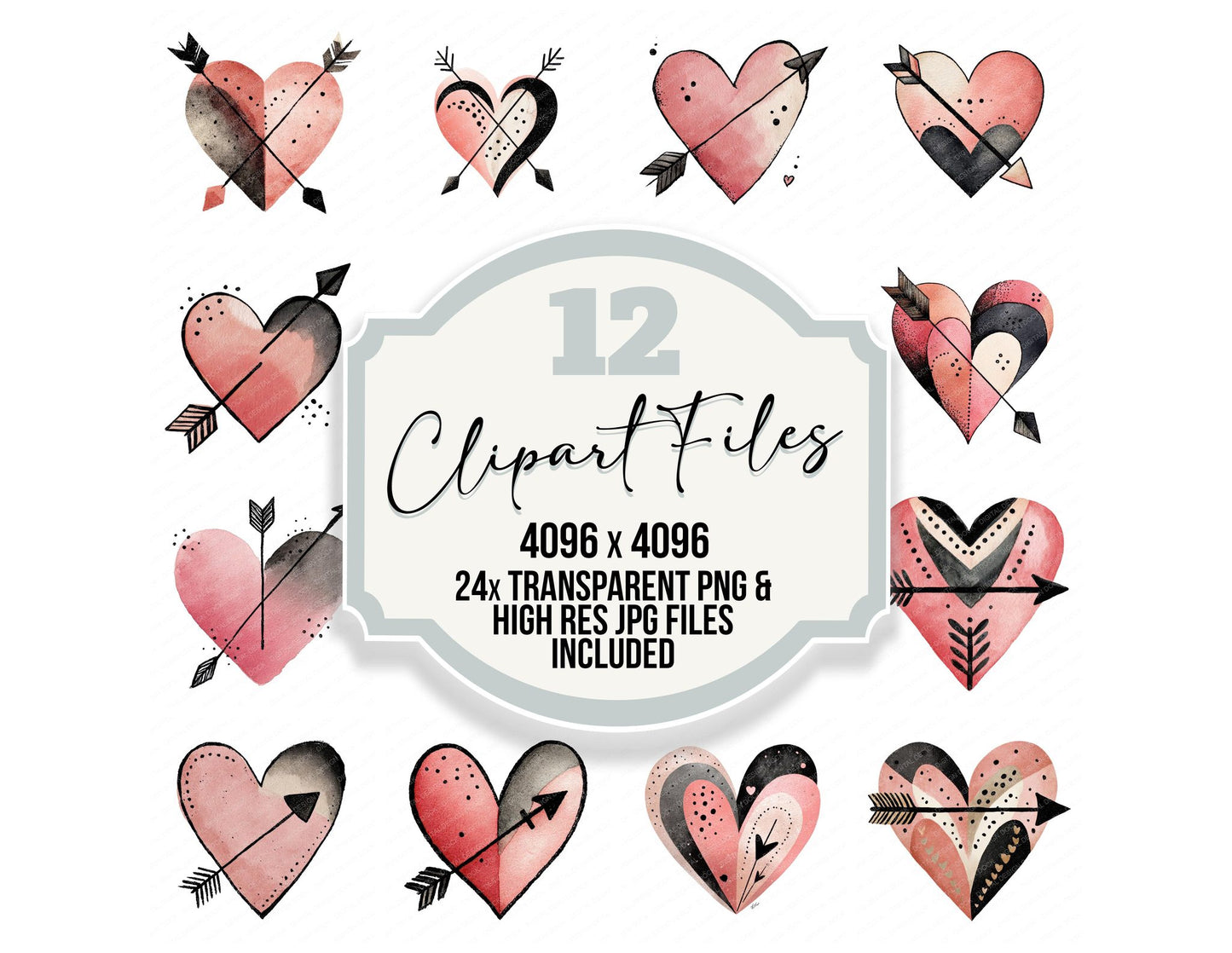 Minimal Heart With Arrow Clipart Set (DDD008300)