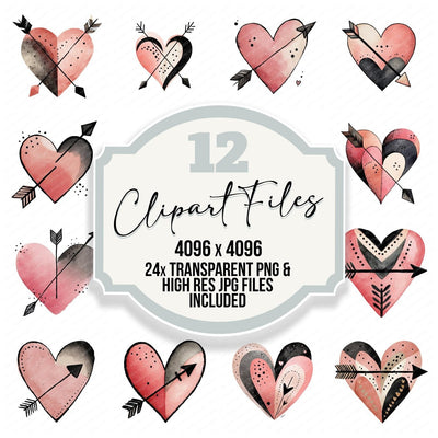 Minimal Heart With Arrow Clipart Set (DDD008300)