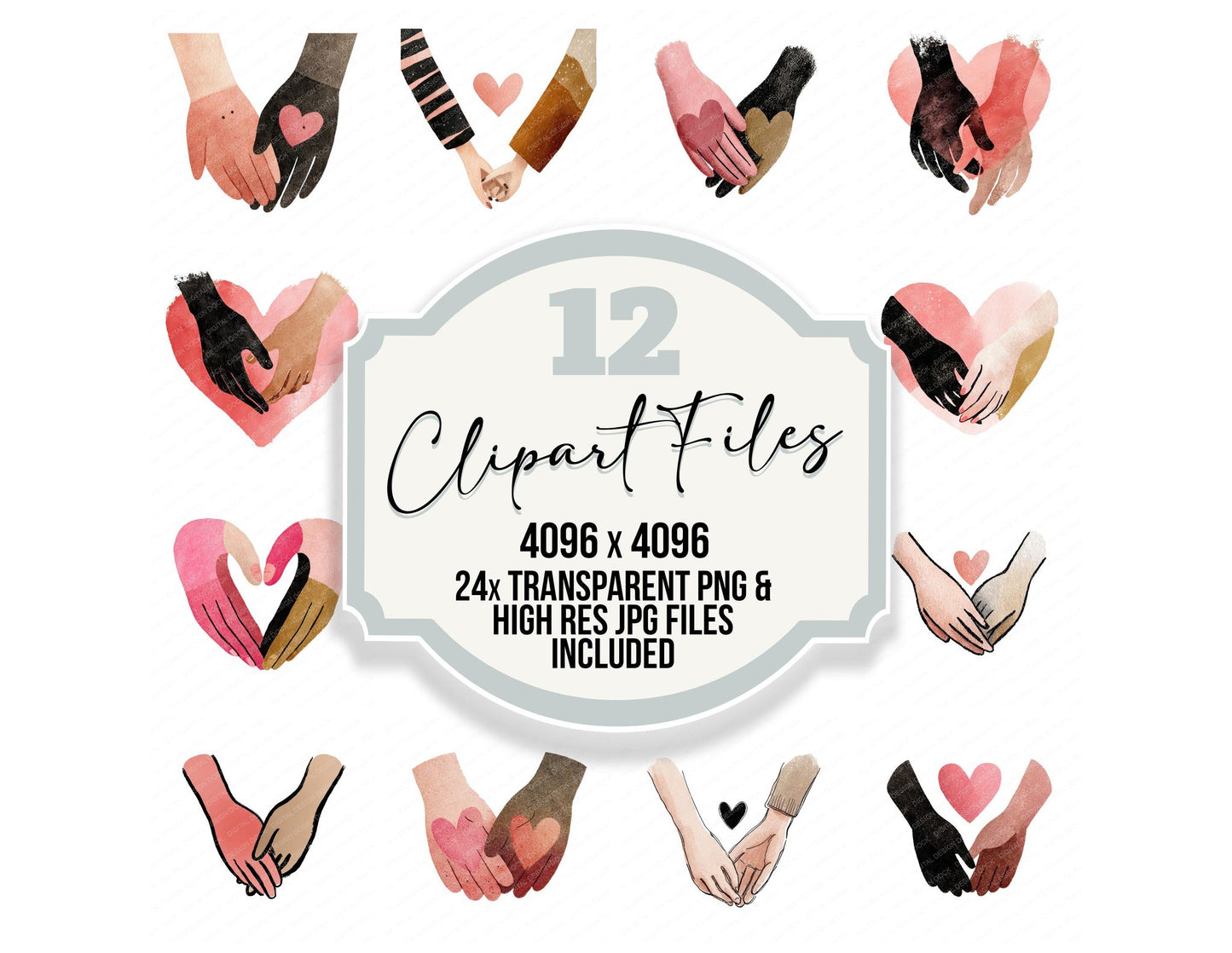 Minimal Linked Hands Love Clipart Set (DDD008304)