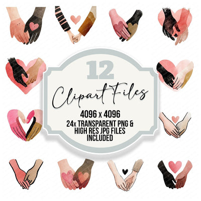 Minimal Linked Hands Love Clipart Set (DDD008304)