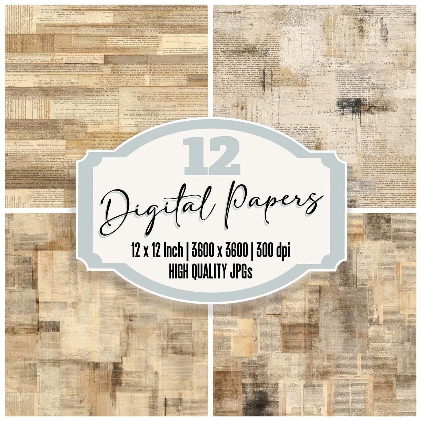 Book Page Collage Digital Paper Pack (DDD008308)