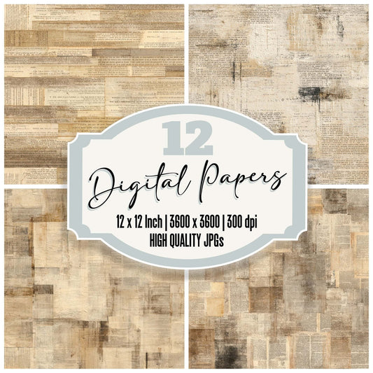 Book Page Collage Digital Paper Pack (DDD008308)