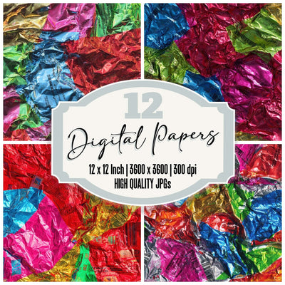 Candy Wrapper Collage digital paper pack cover showing four of the 12 papers