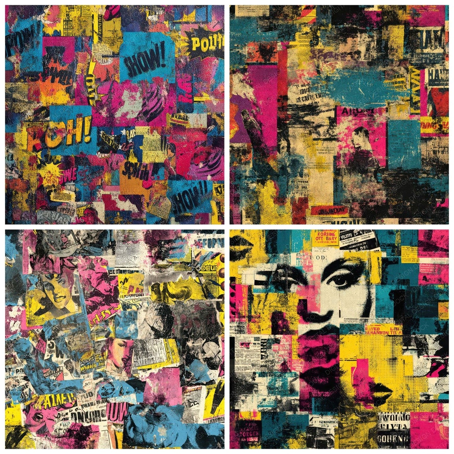 Comic Ad Collage Digital Paper Pack (DDD008310)