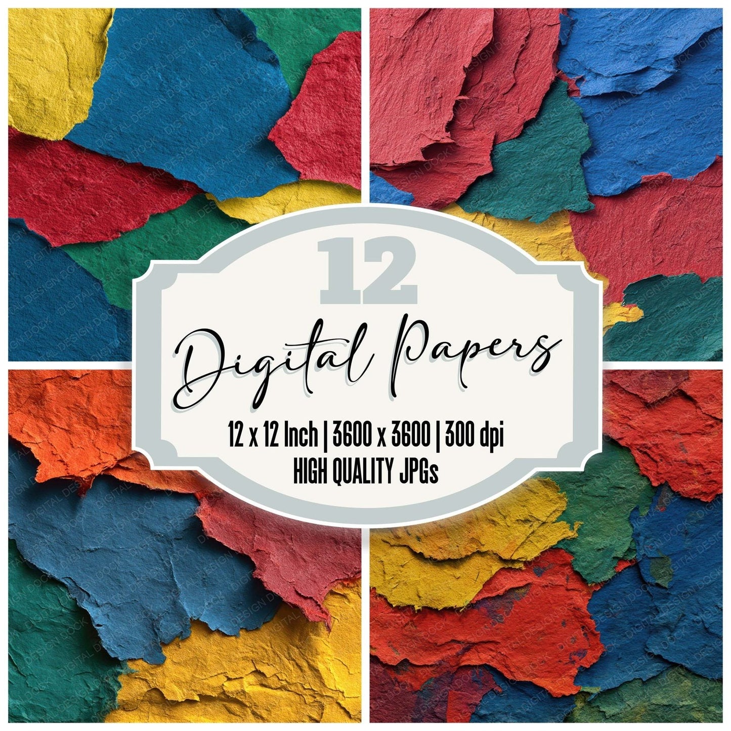 Construction Paper Collage Digital Paper Pack (DDD008311)