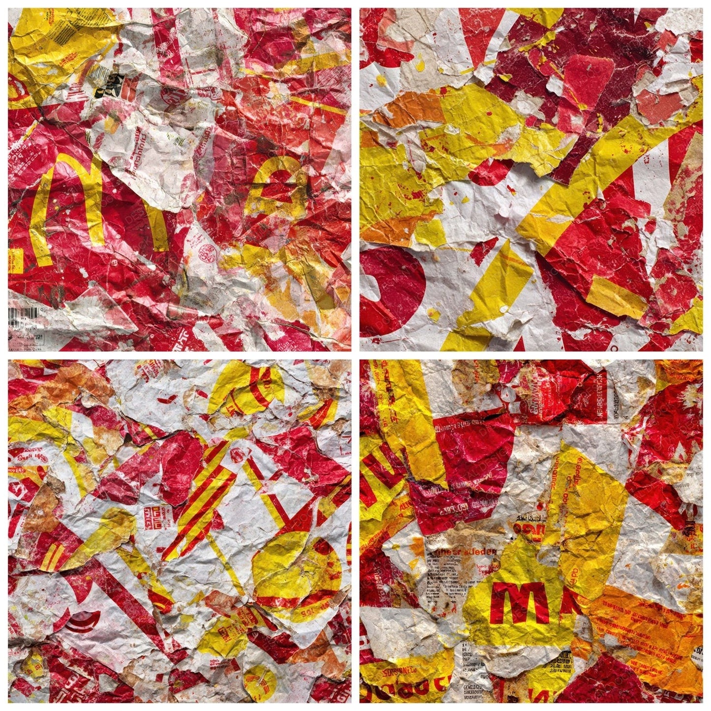 Fast Food Packaging Collage Digital Paper Pack (DDD008313)