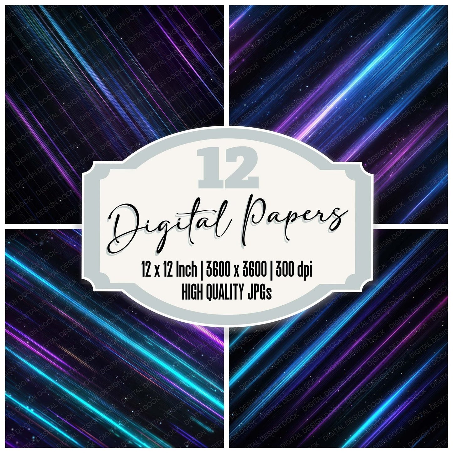Neon Light Trails Digital Paper Pack (DDD008316)