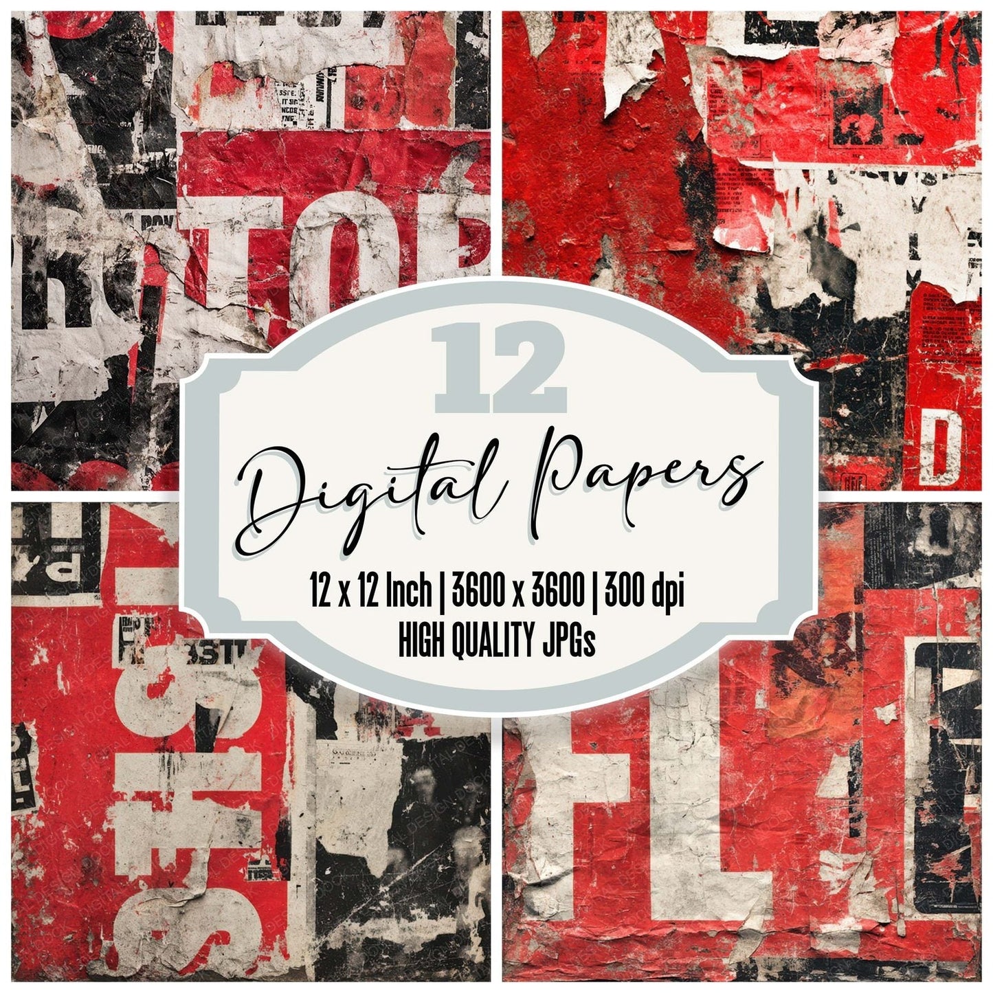 Protest Flyer Wall Digital Paper Pack (DDD008321)