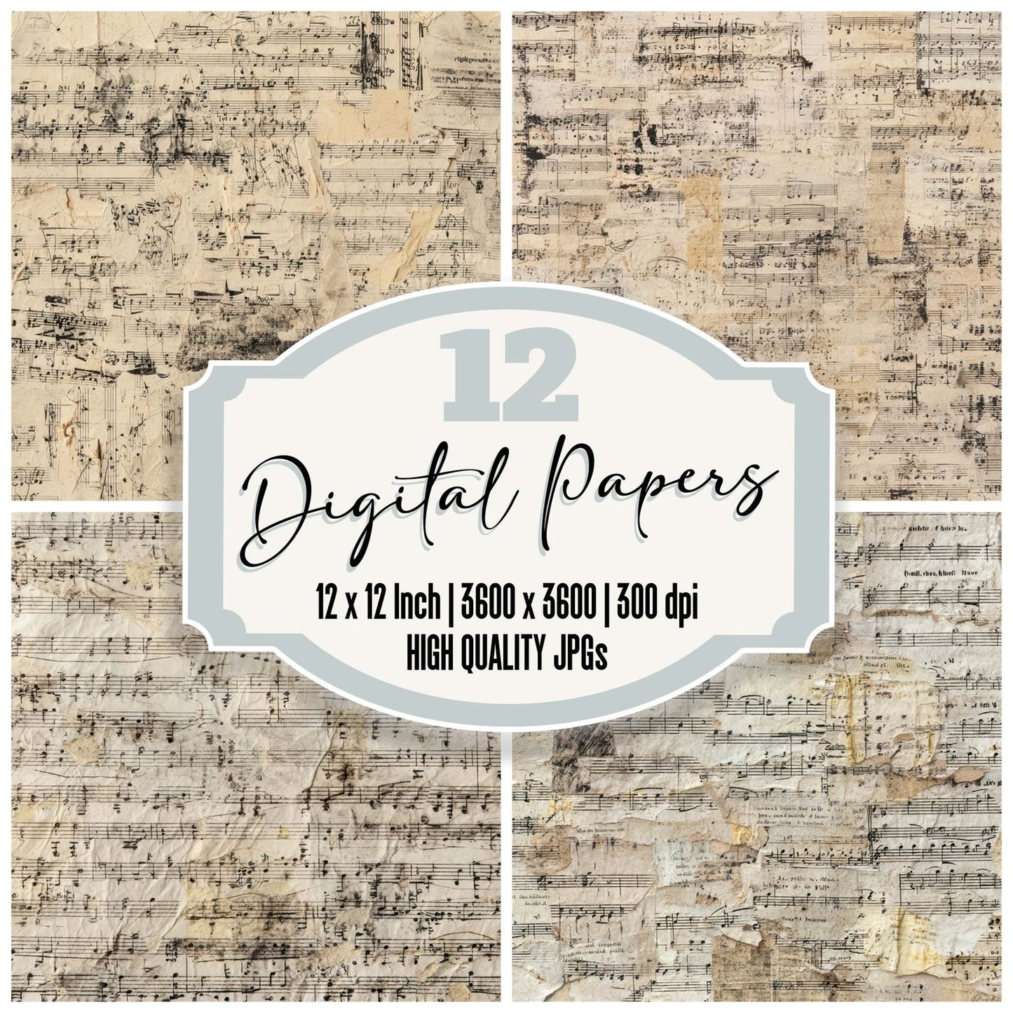 Sheet Music Collage Digital Paper Pack (DDD008322)
