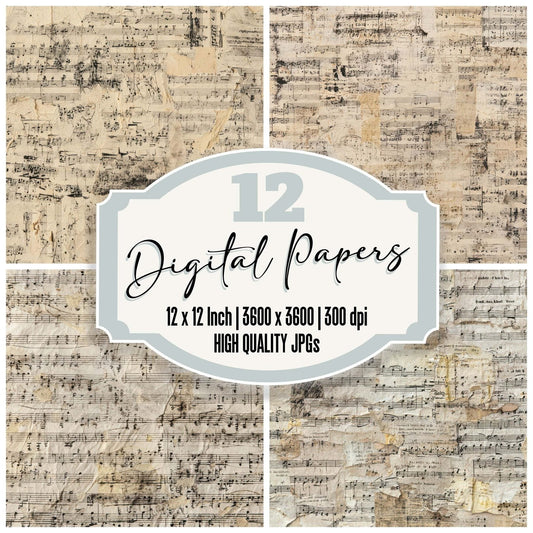 Sheet Music Collage Digital Paper Pack (DDD008322)