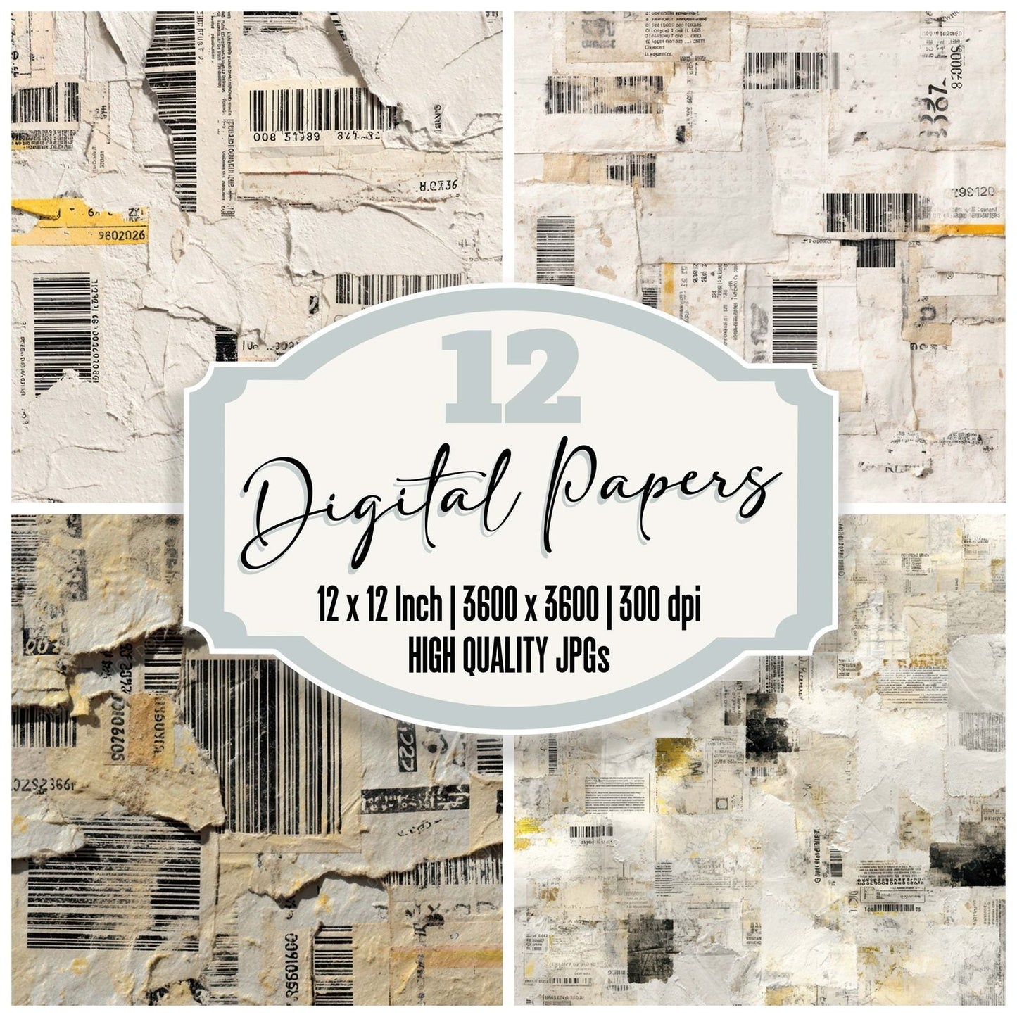 Shipping Label Collage Digital Paper Pack (DDD008323)
