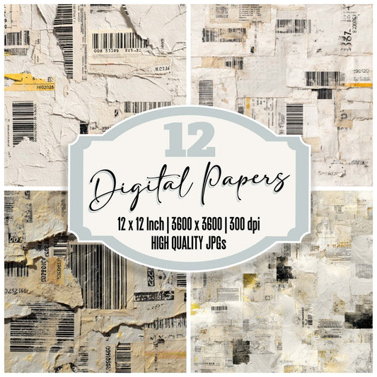 Shipping Label Collage Digital Paper Pack (DDD008323)
