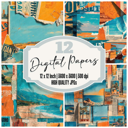 Travel Brochure Collage Digital Paper Pack (DDD008325)