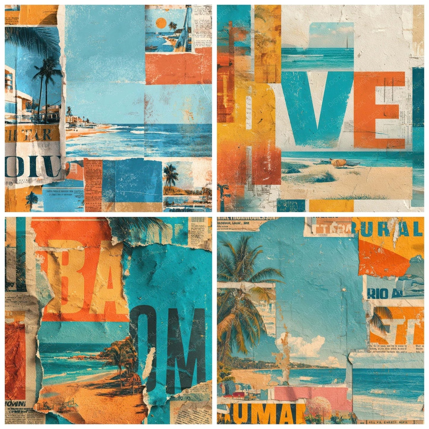 Travel Brochure Collage Digital Paper Pack (DDD008325)