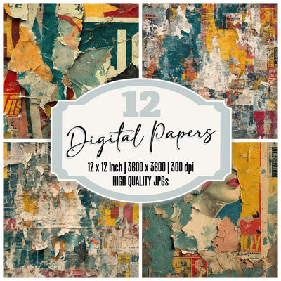 Vintage Ad Collage Digital Paper Pack (DDD008326)