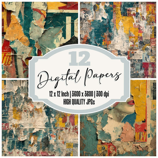 Vintage Ad Collage Digital Paper Pack (DDD008326)