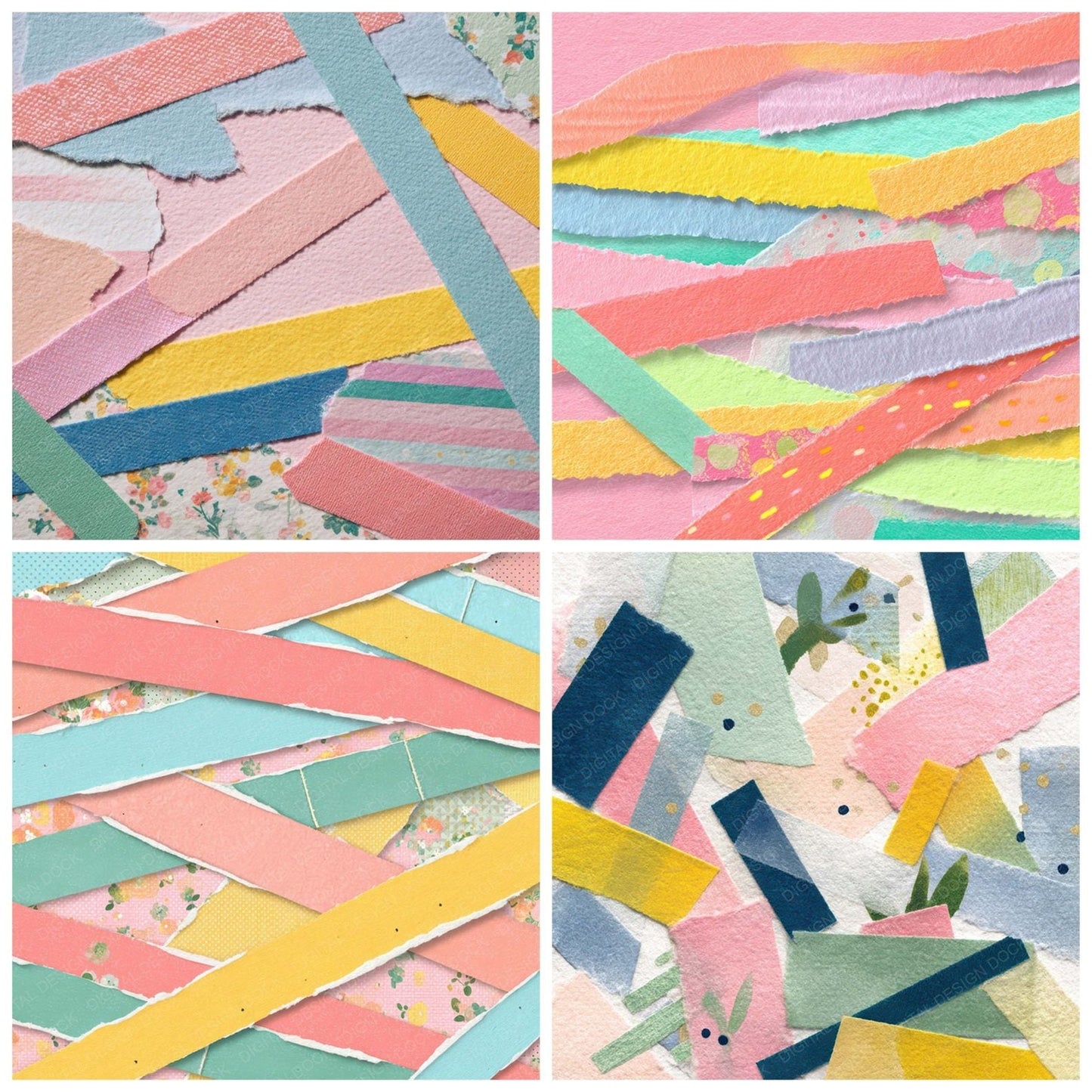 Washi Tape Collage Digital Paper Pack (DDD008327)
