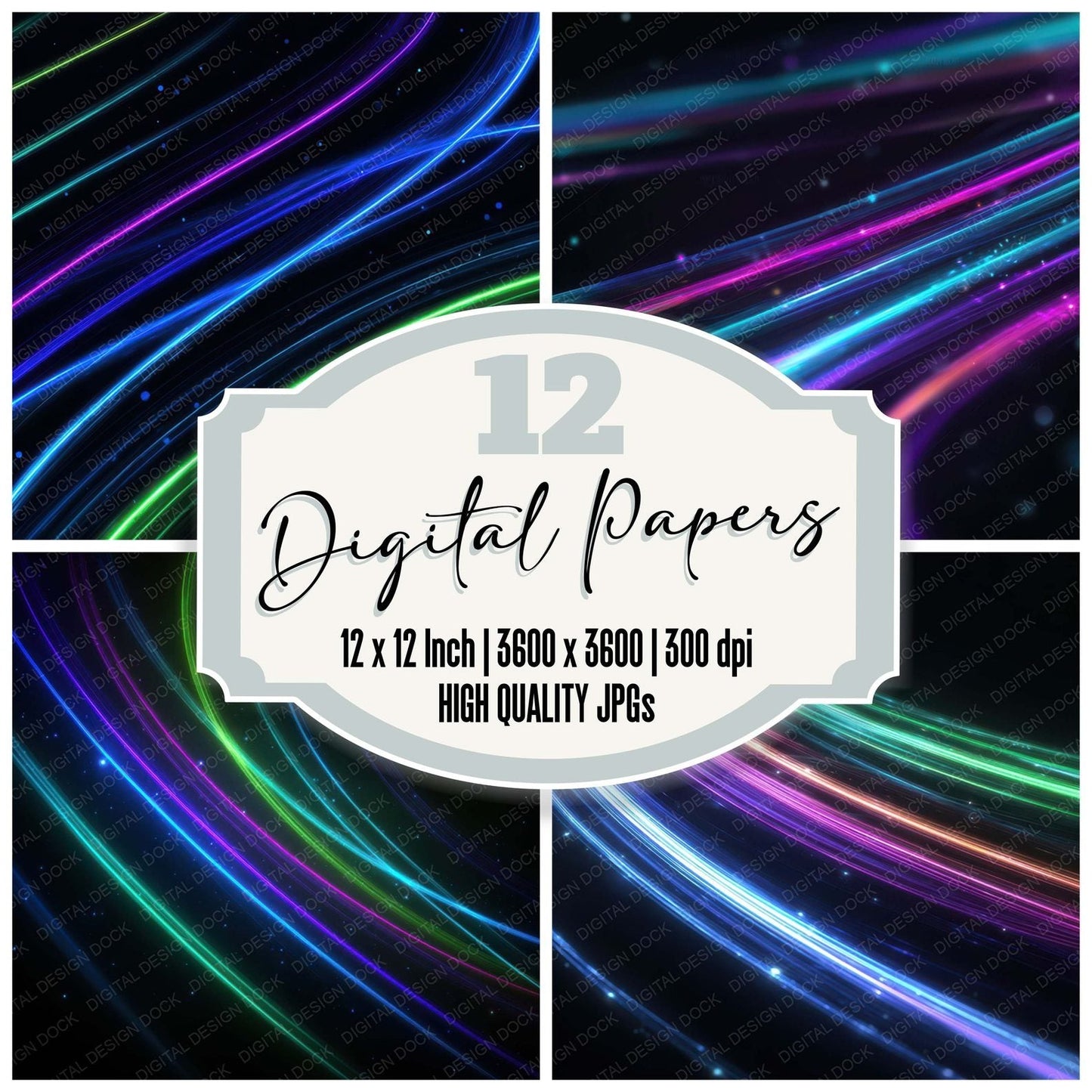 Neon Arc Trails Digital Paper Pack (DDD008332)