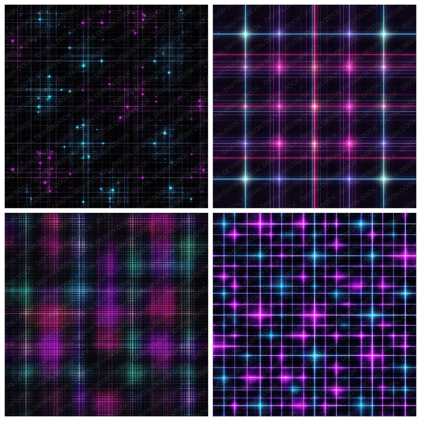 Neon Grid Lights Digital Paper Pack (DDD008334)