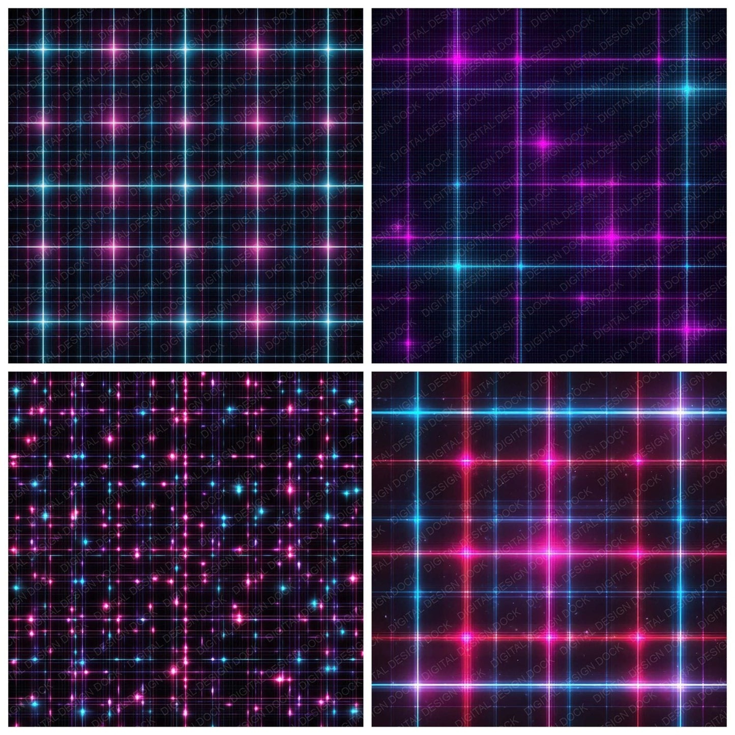 Neon Grid Lights Digital Paper Pack (DDD008334)