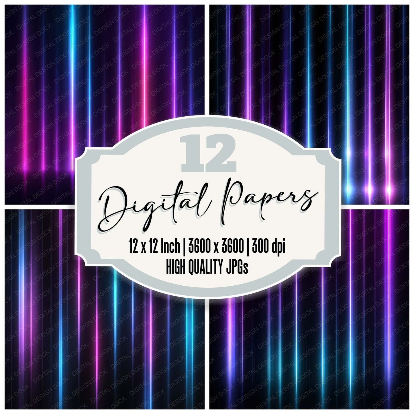 Neon Light Bars Digital Paper Pack (DDD008335)