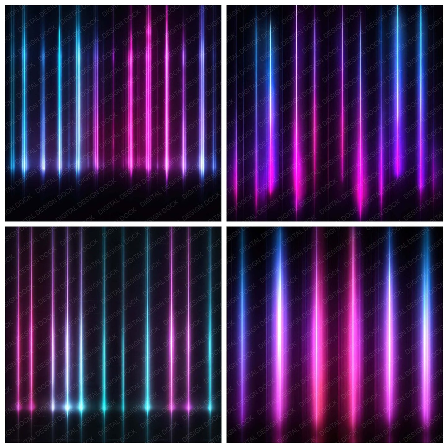 Neon Light Bars Digital Paper Pack (DDD008335)