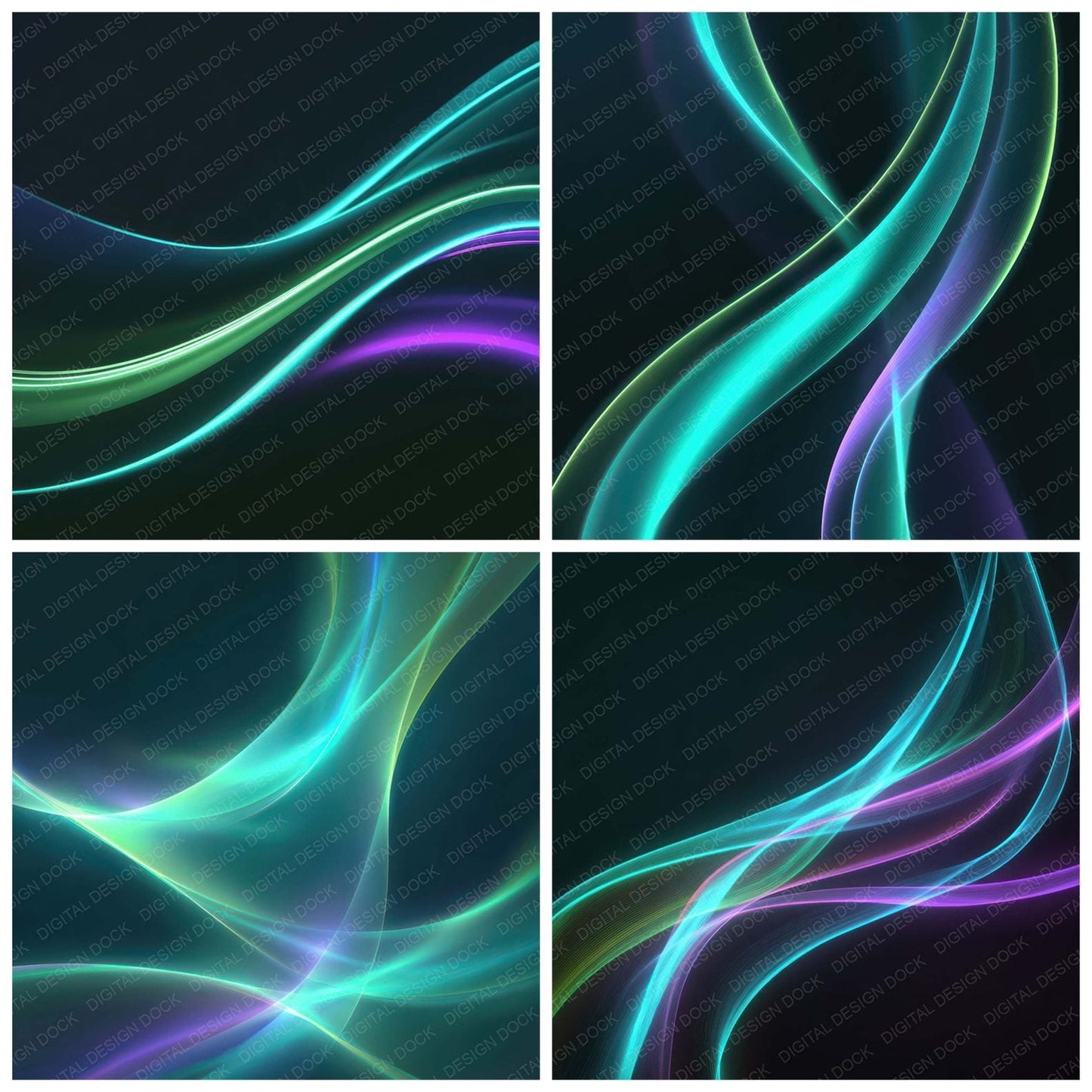 Neon Light Ribbons Digital Paper Pack (DDD008337)