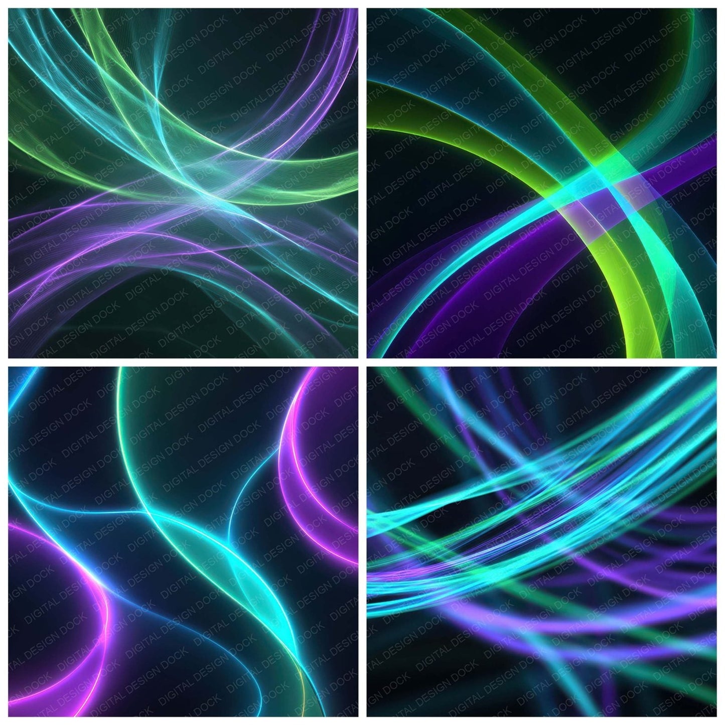Neon Light Ribbons Digital Paper Pack (DDD008337)