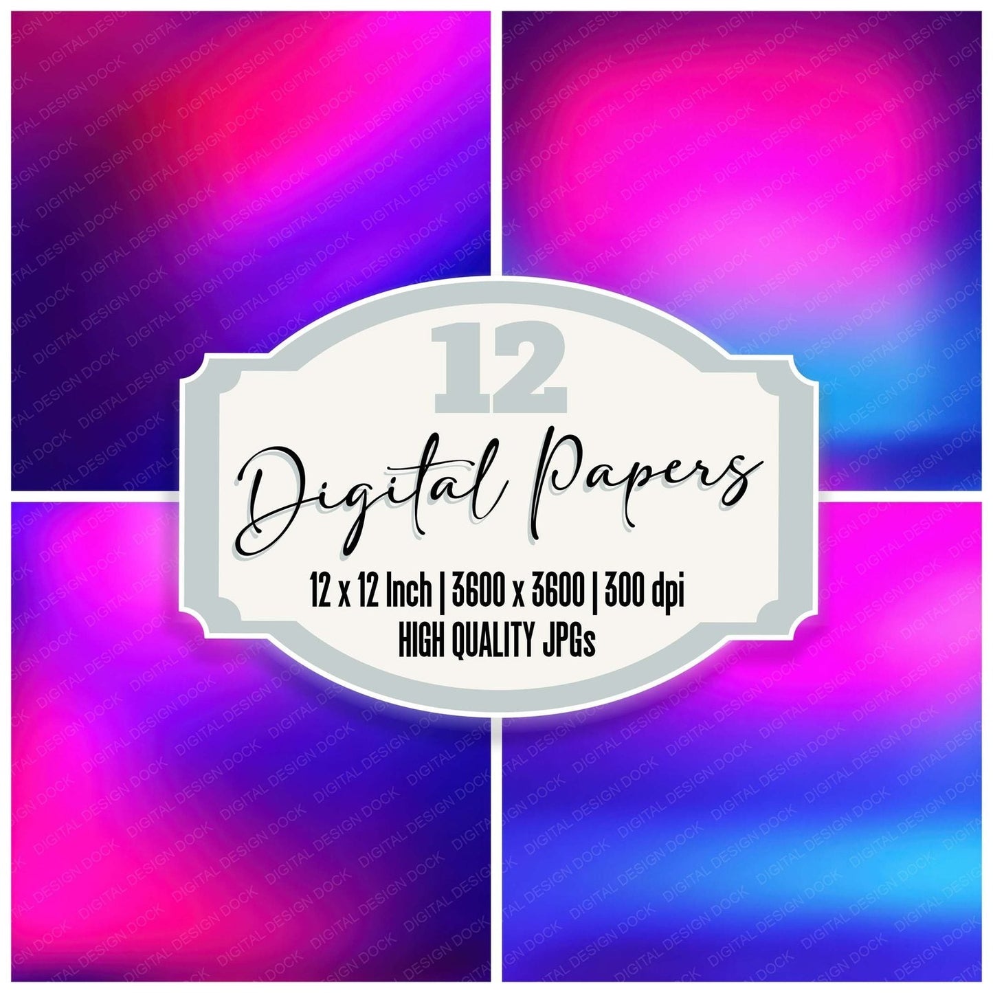 Neon Purple Gradient Digital Paper Pack (DDD008338)