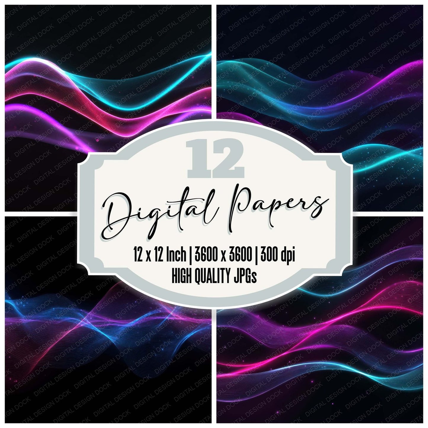 Neon Wave Lights Digital Paper Pack (DDD008339)