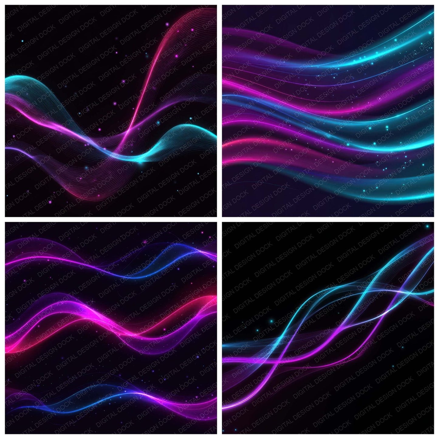 Neon Wave Lights Digital Paper Pack (DDD008339)
