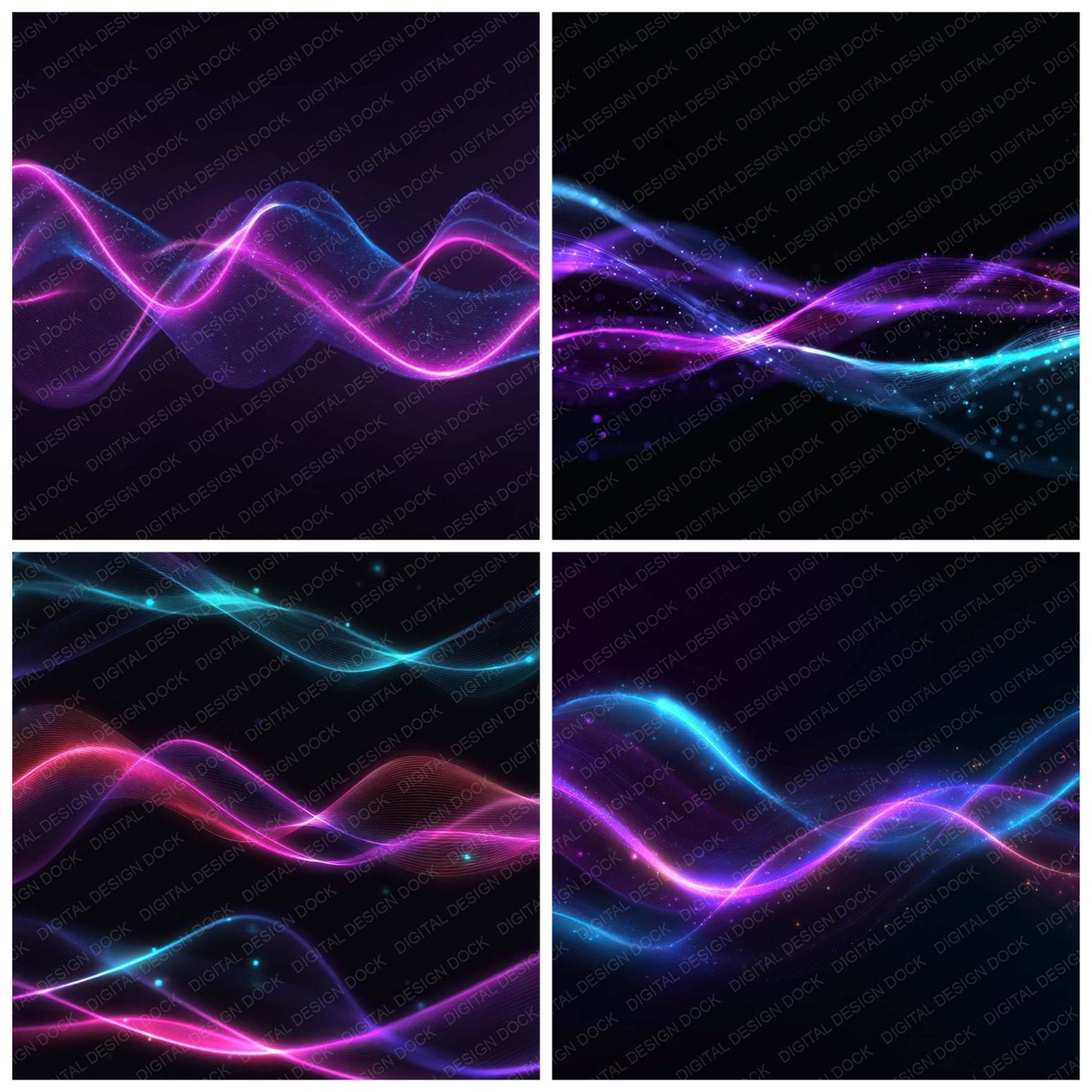 Neon Wave Lights Digital Paper Pack (DDD008339)