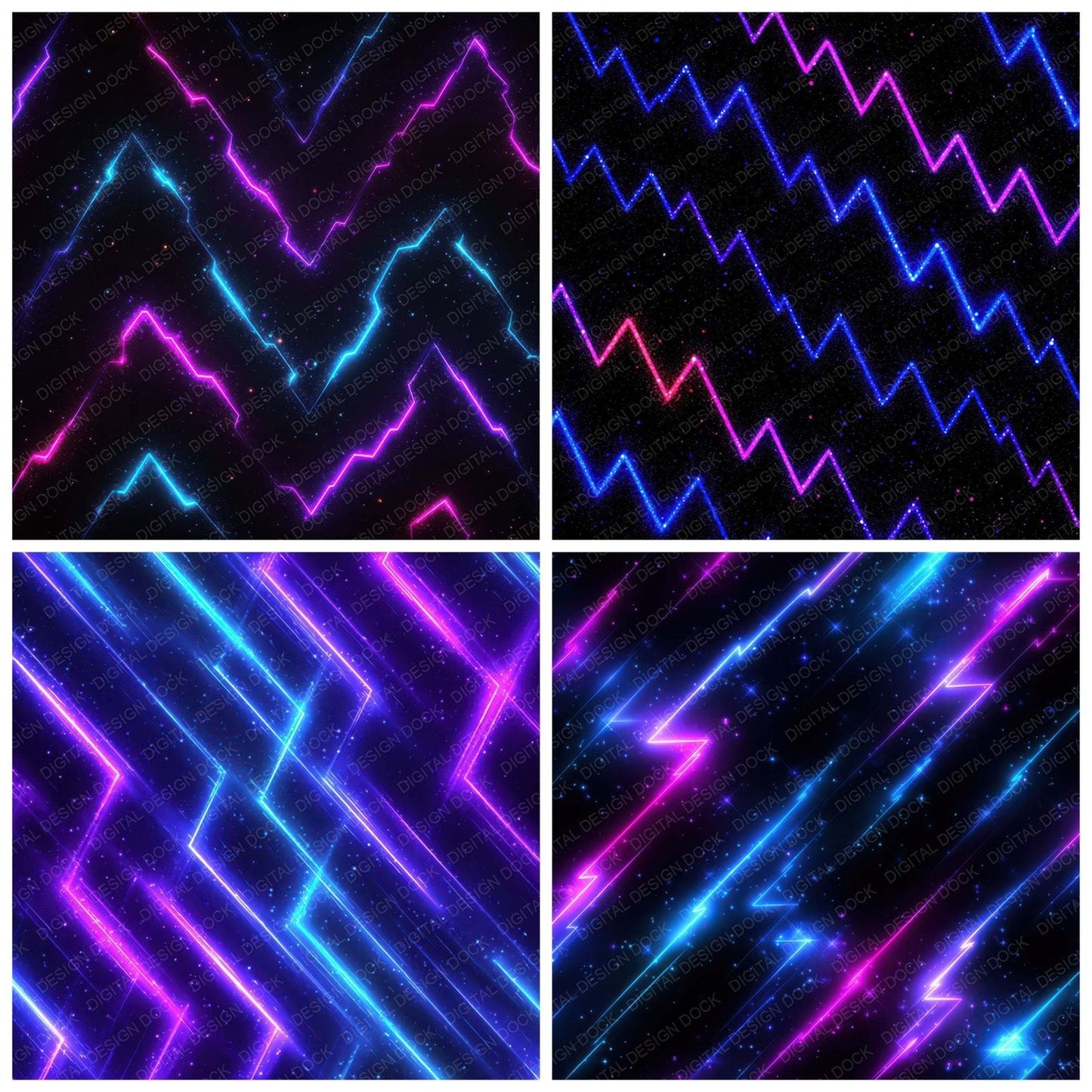 Neon Zigzag Lights Digital Paper Pack (DDD008340)