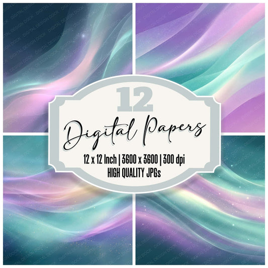 Pastel Aurora Waves Digital Paper Pack (DDD008341)