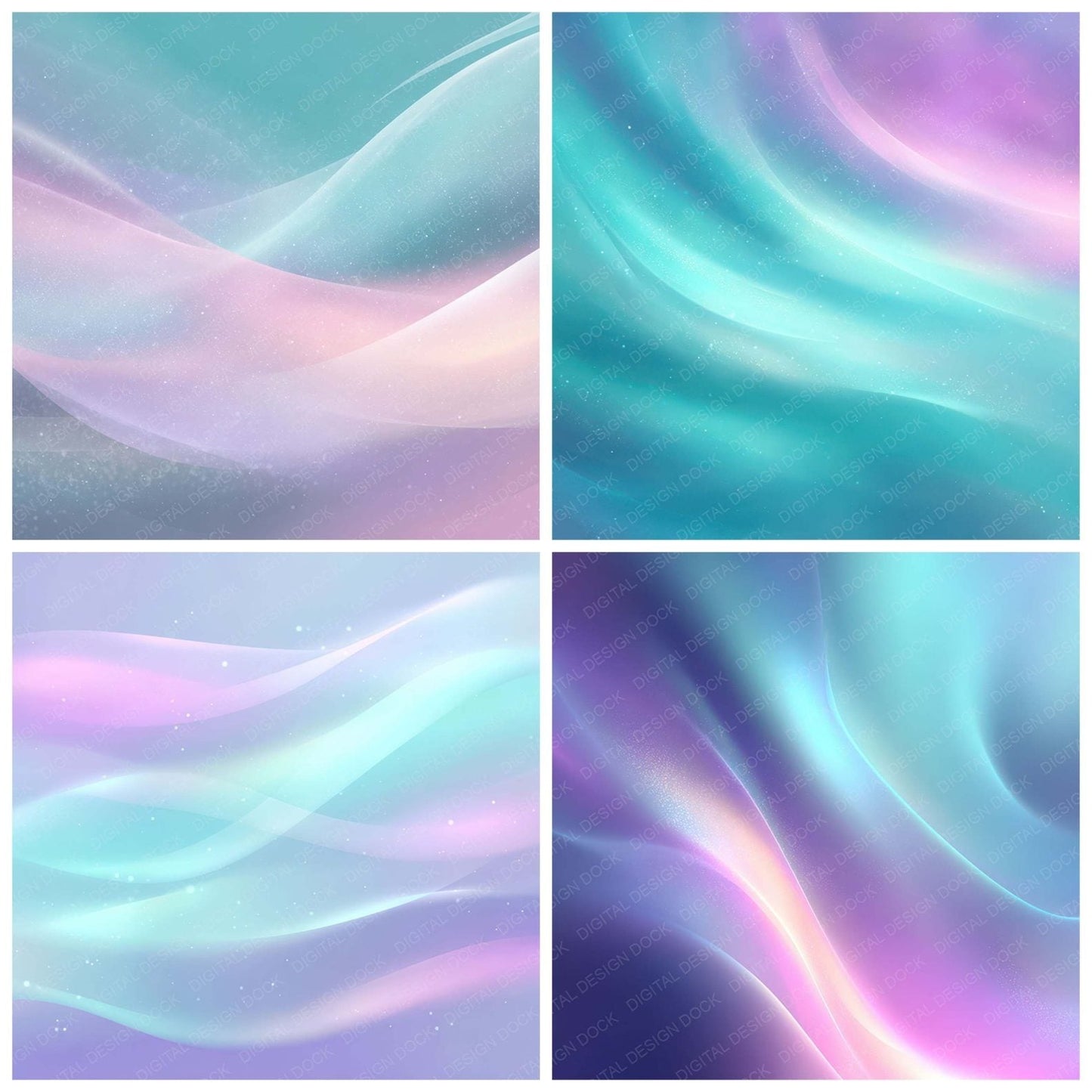 Pastel Aurora Waves Digital Paper Pack (DDD008341)