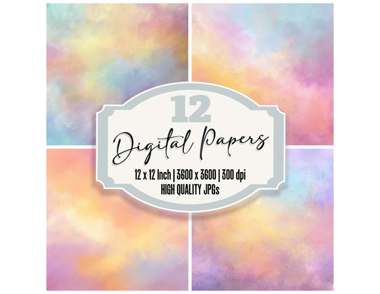 Pastel Glow Gradient digital paper pack designed for background pages in junk journaling and paper craft projects