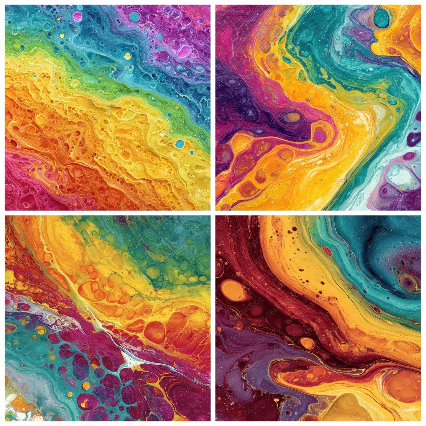 Rainbow Acrylic Pour Digital Paper Pack (DDD008348)