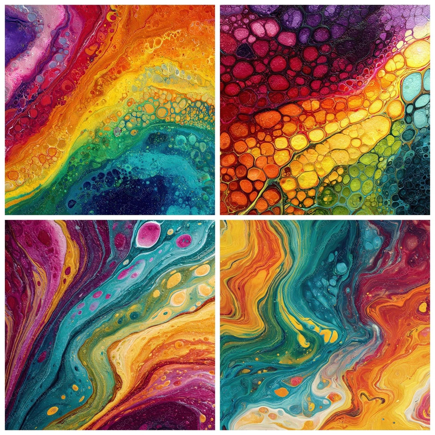 Rainbow Acrylic Pour Digital Paper Pack (DDD008348)