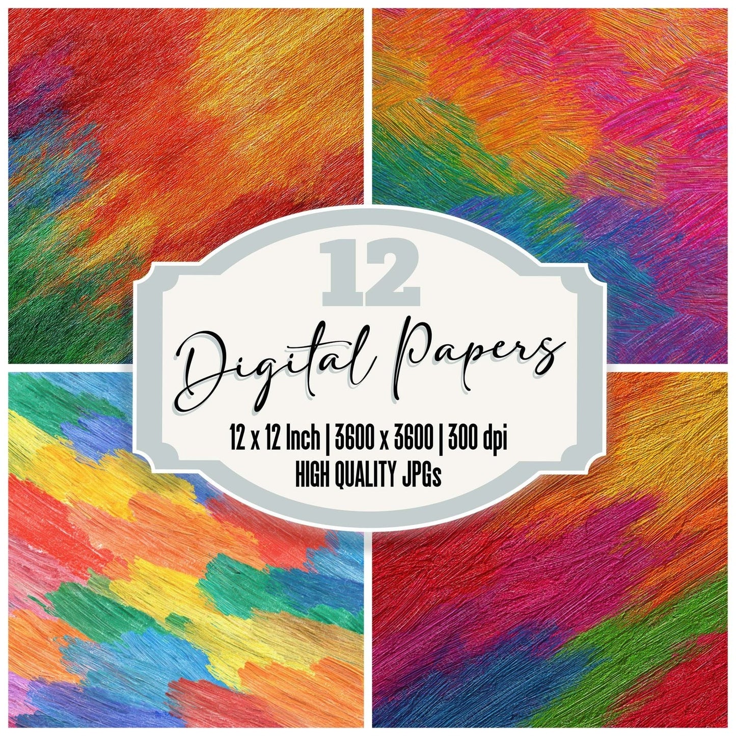 Rainbow Crayon Scribbles Digital Paper Pack (DDD008351)