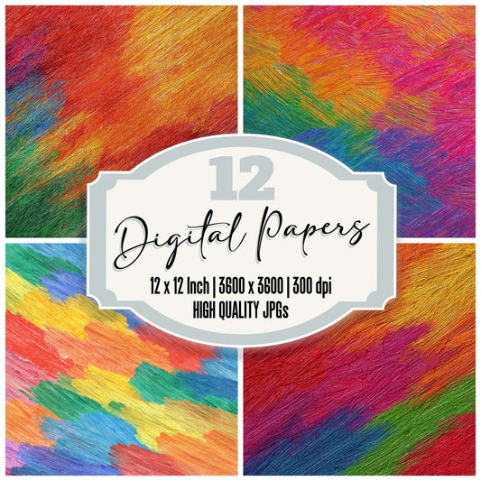 Rainbow Crayon Scribbles Digital Paper Pack (DDD008351)