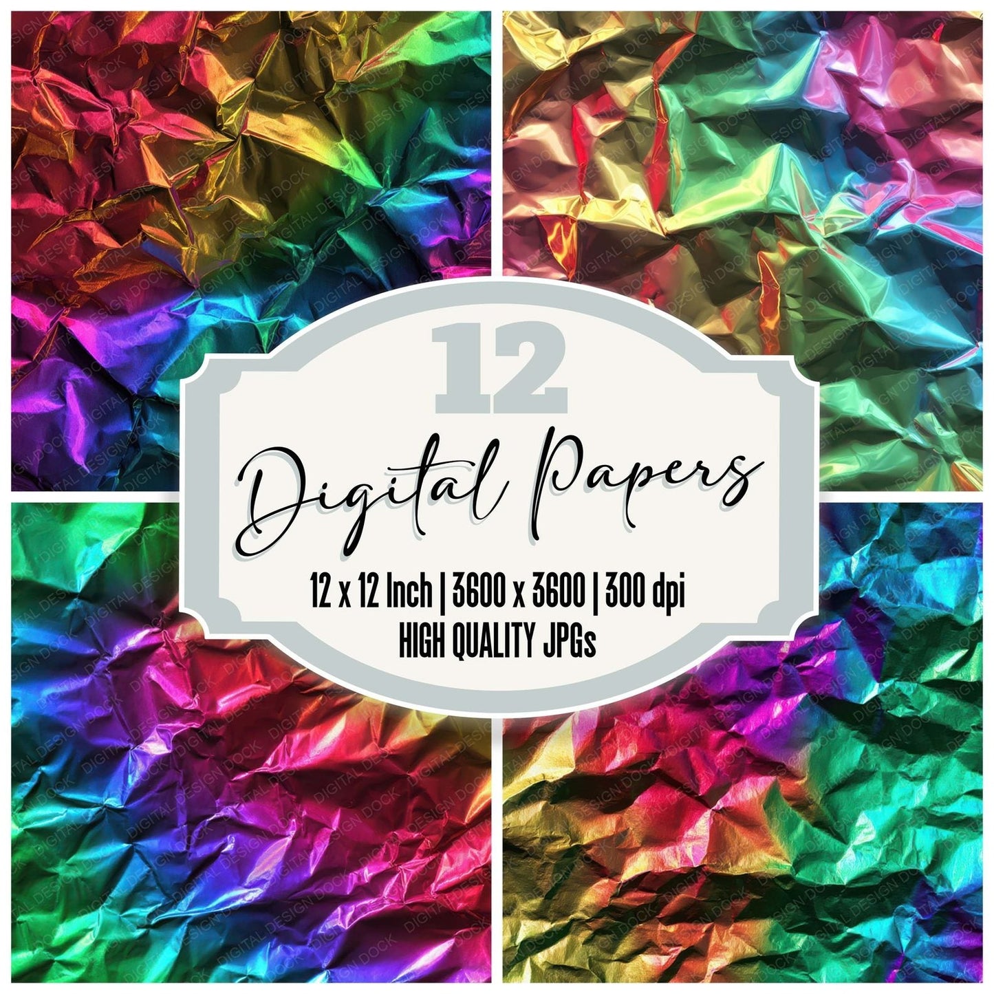 Rainbow Foil Crinkles Digital Paper Pack (DDD008352)