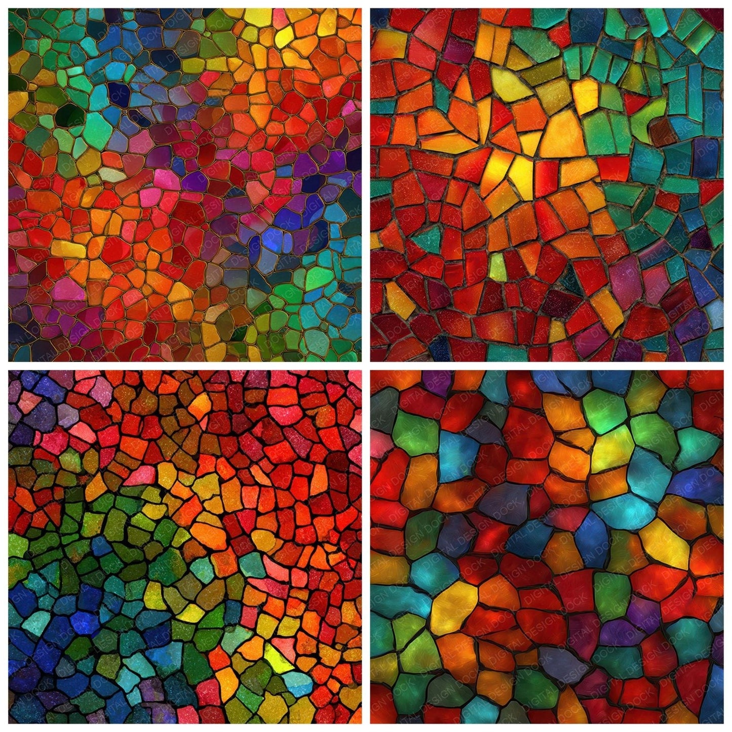 Rainbow Glass Mosaic Digital Paper Pack (DDD008353)